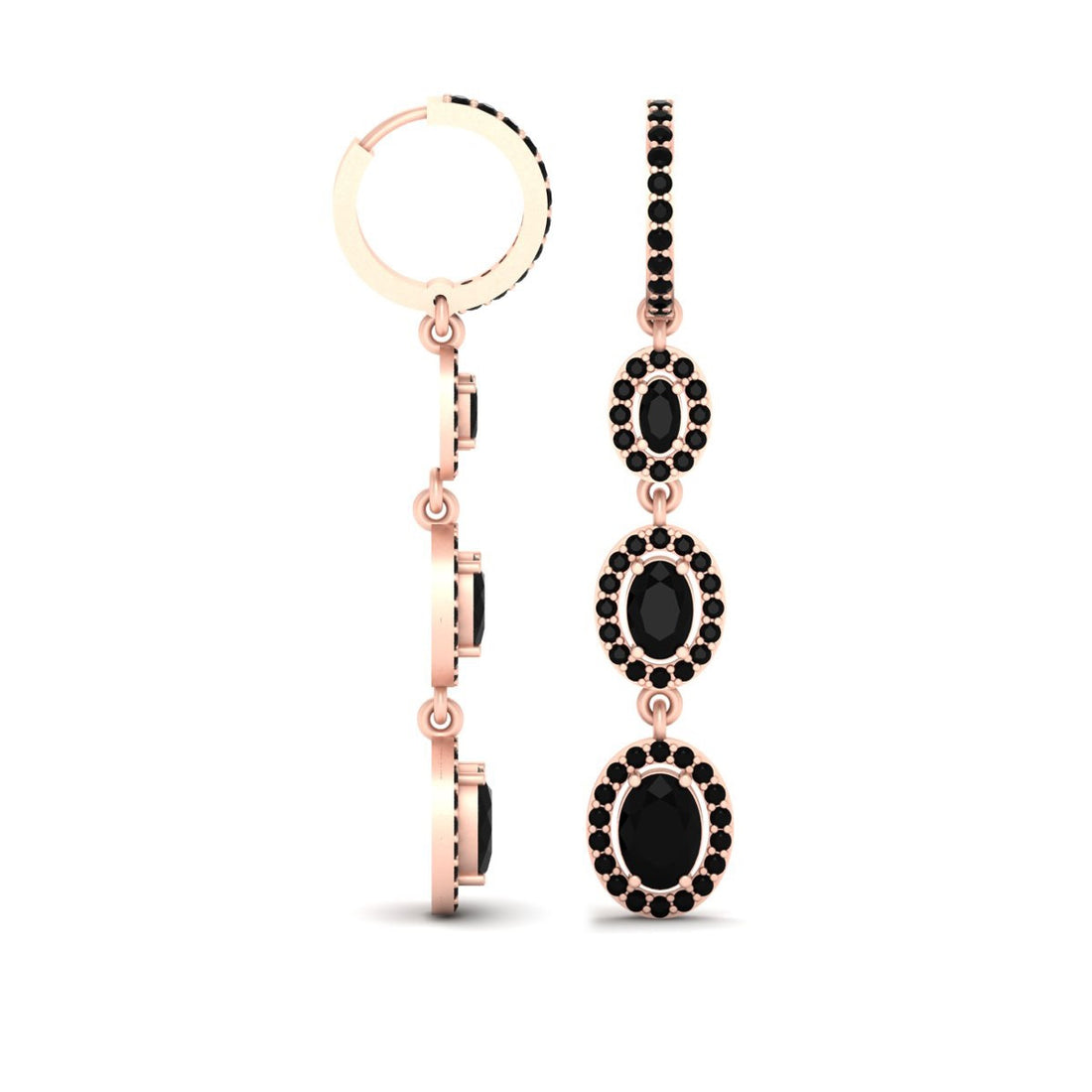 ONYX DROP HOOP EARRINGS