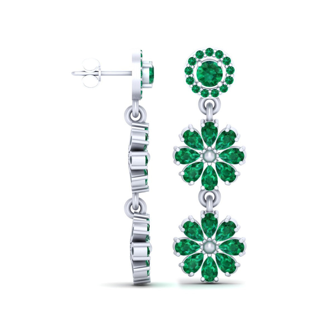 FLOWER DANGLE EARRINGS SILEVR