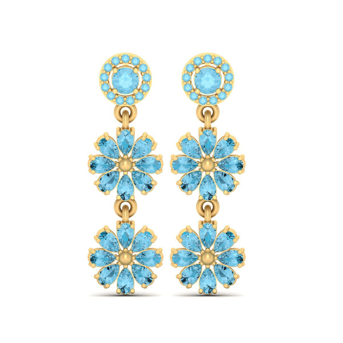 GOLD FLOWER DANGLE EARRINGS