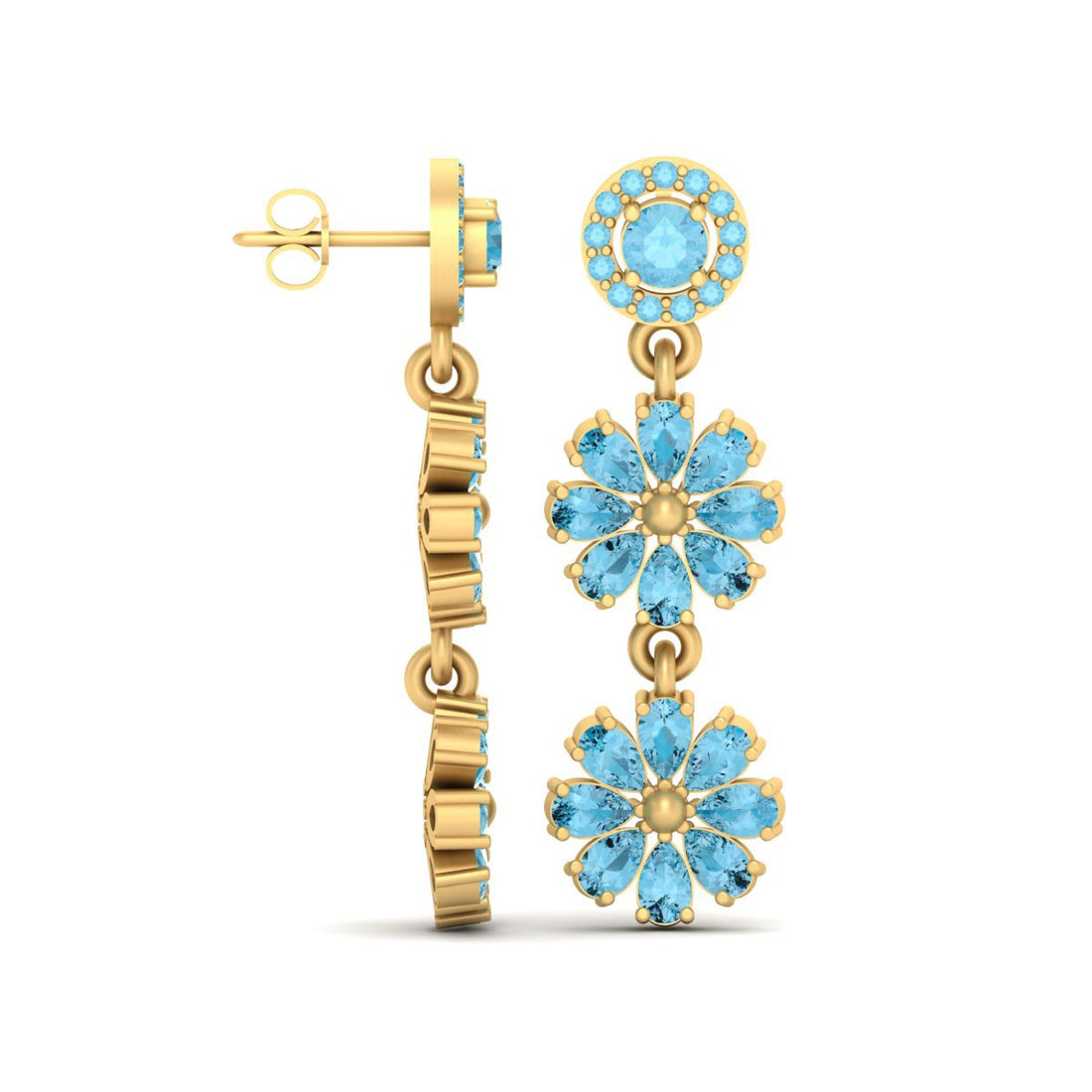 GOLD FLOWER DANGLE EARRINGS