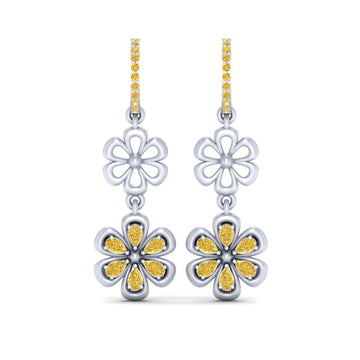 FLOWER DANGLE HOOP EARRINGS
