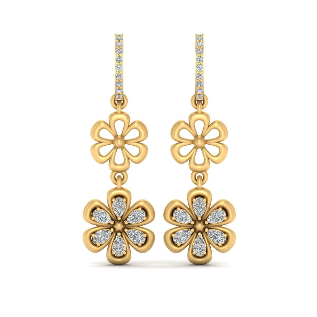 DIAMOND DANGLE HOOP EARRINGS
