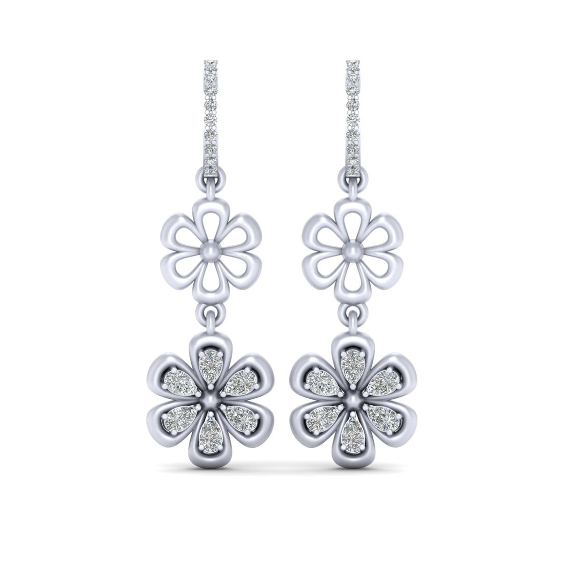 DIAMOND DANGLE HOOP EARRINGS