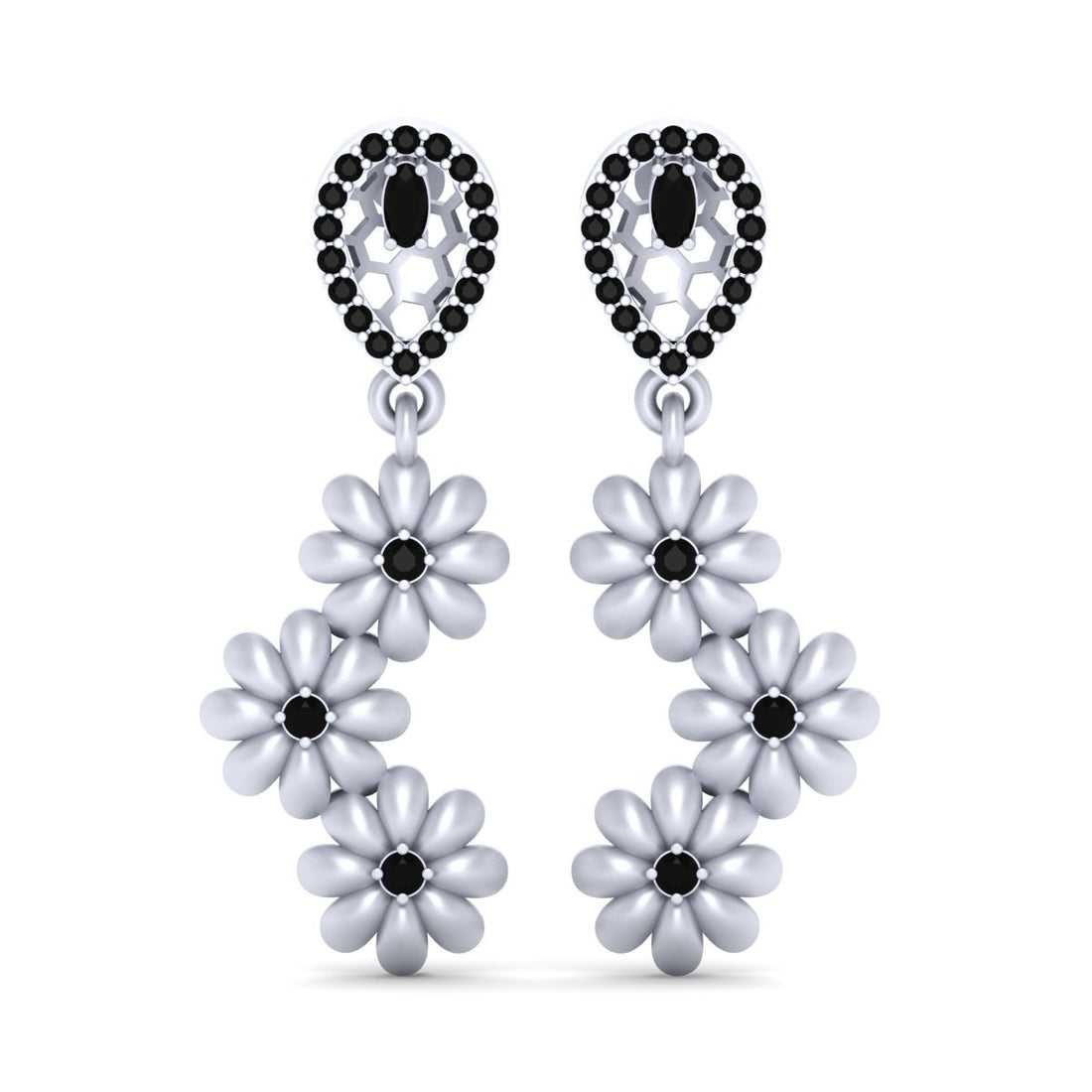 WHITE GOLD FLOWER EARRINGS