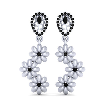 WHITE GOLD FLOWER EARRINGS