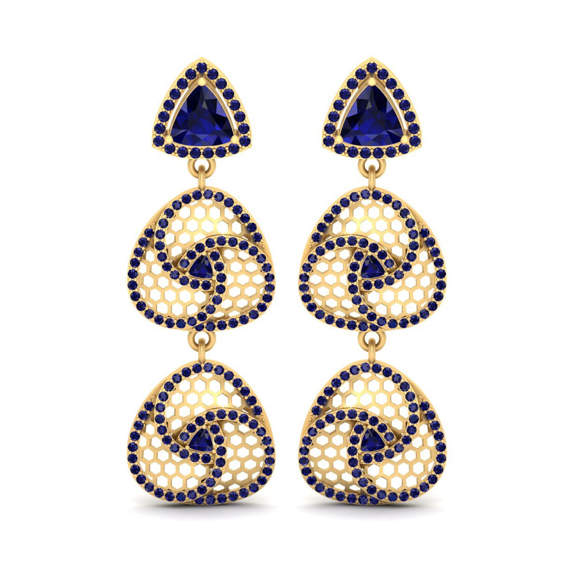 SAPPHIRE CELTIC EARRINGS GOLD