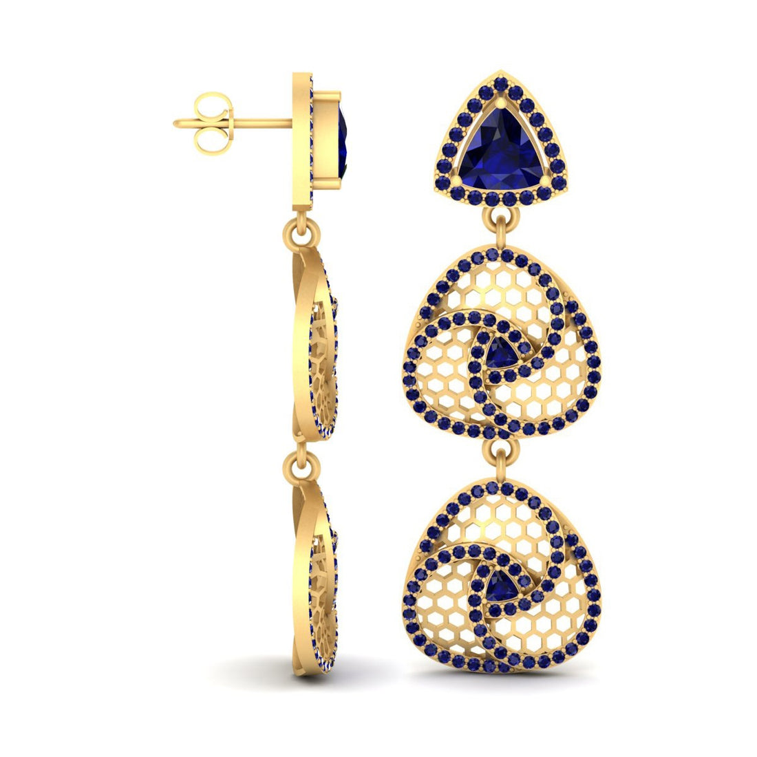 SAPPHIRE CELTIC EARRINGS GOLD