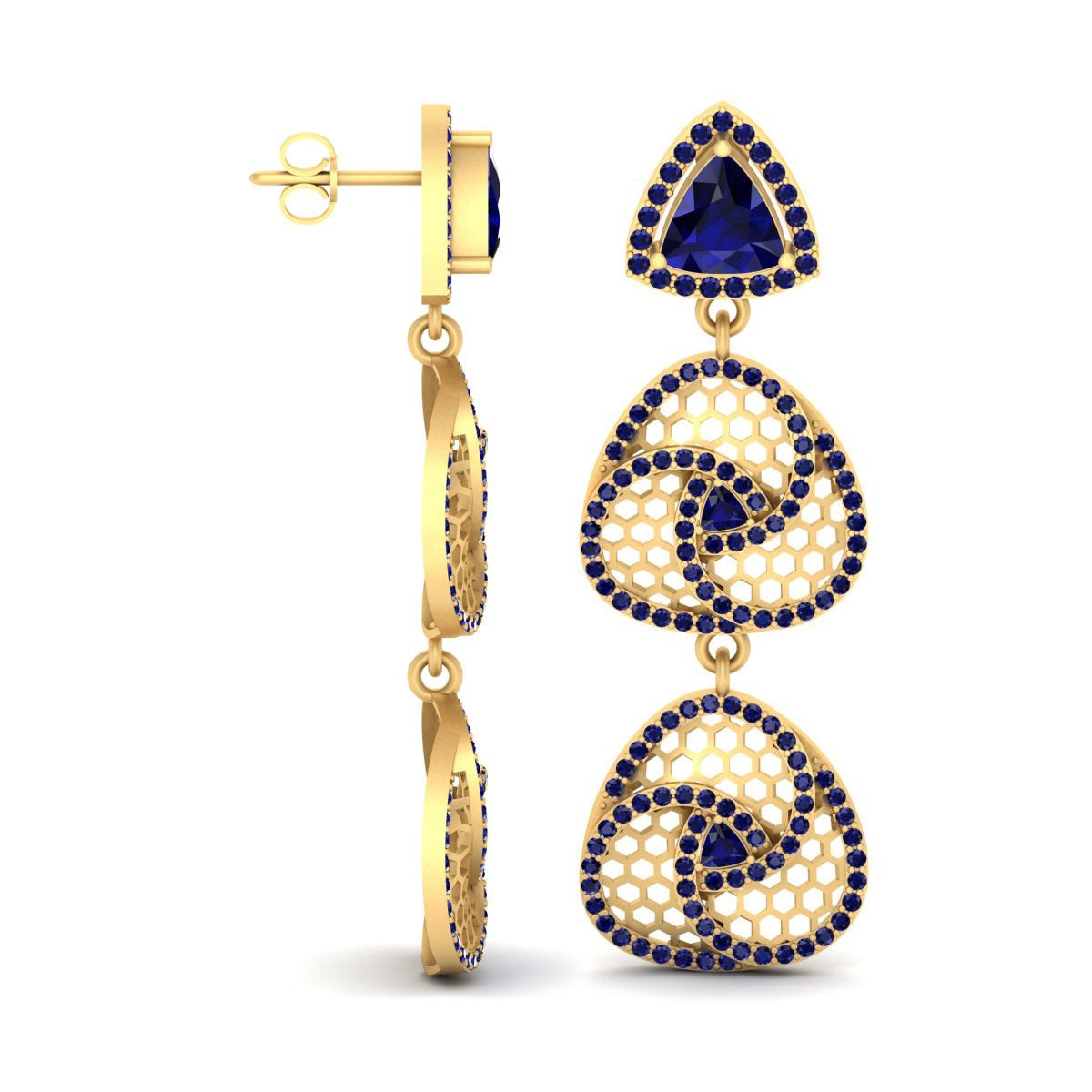 SAPPHIRE CELTIC EARRINGS GOLD