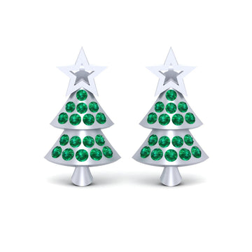 SILVER CHRISTMAS TREE EARRINGS