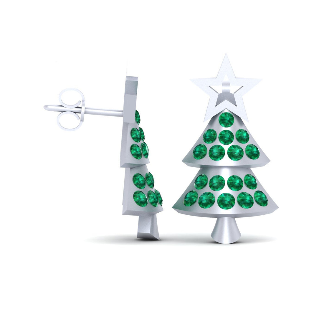 SILVER CHRISTMAS TREE EARRINGS