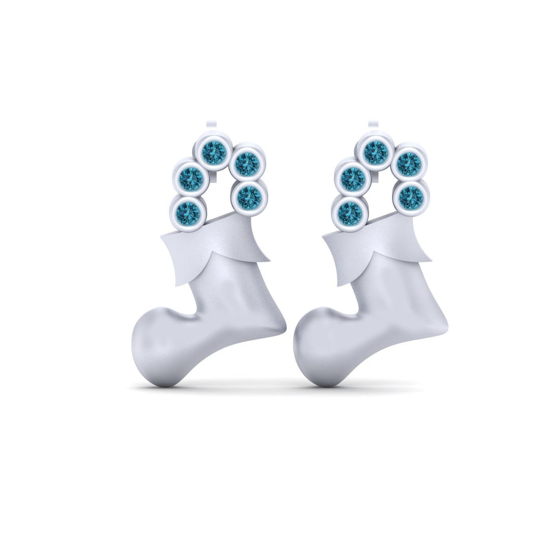 AQUA DIAMOND XMAS SOCKS EARRINGS