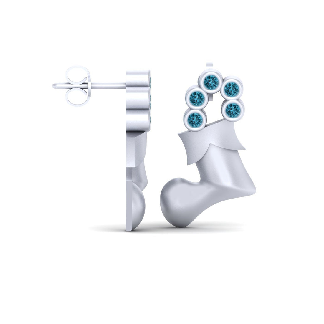 AQUA DIAMOND XMAS SOCKS EARRINGS
