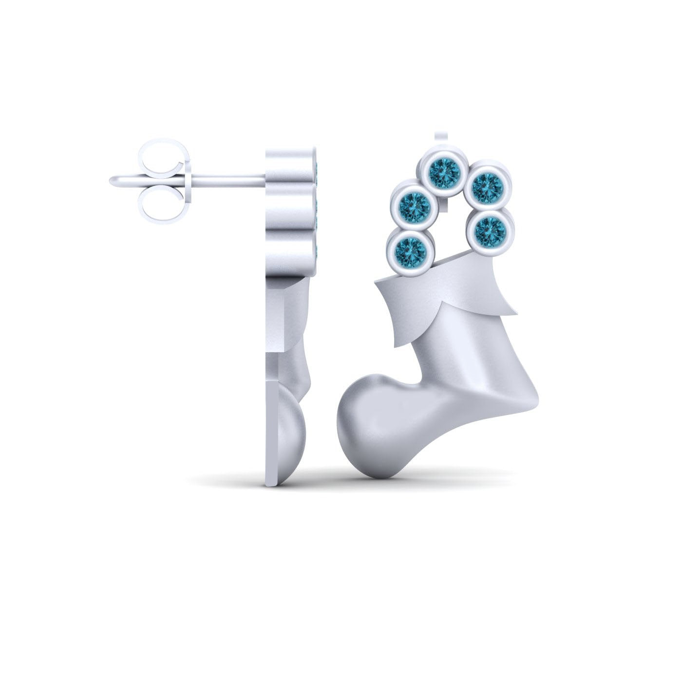 AQUA DIAMOND XMAS SOCKS EARRINGS