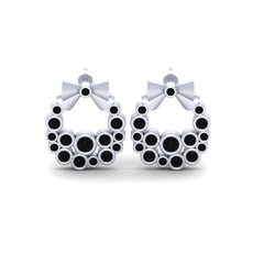 Silver Christmas Wreath Earrings Black Diamond Christmas Jewelry