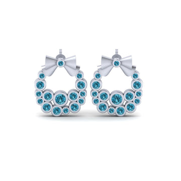 AQUA DIAMOND WREATH EARRINGS