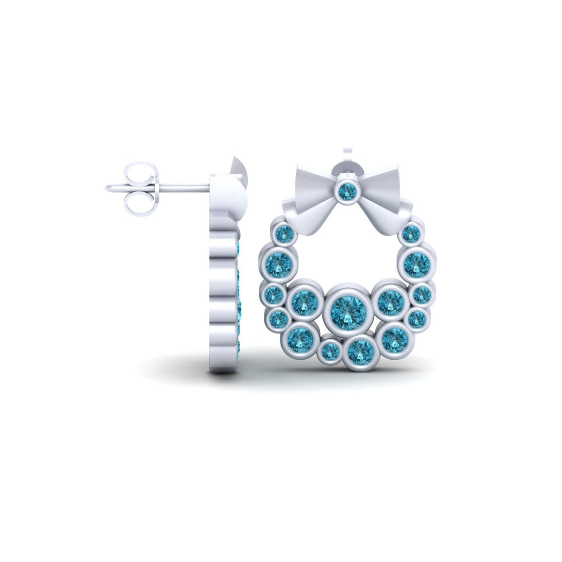 AQUA DIAMOND WREATH EARRINGS