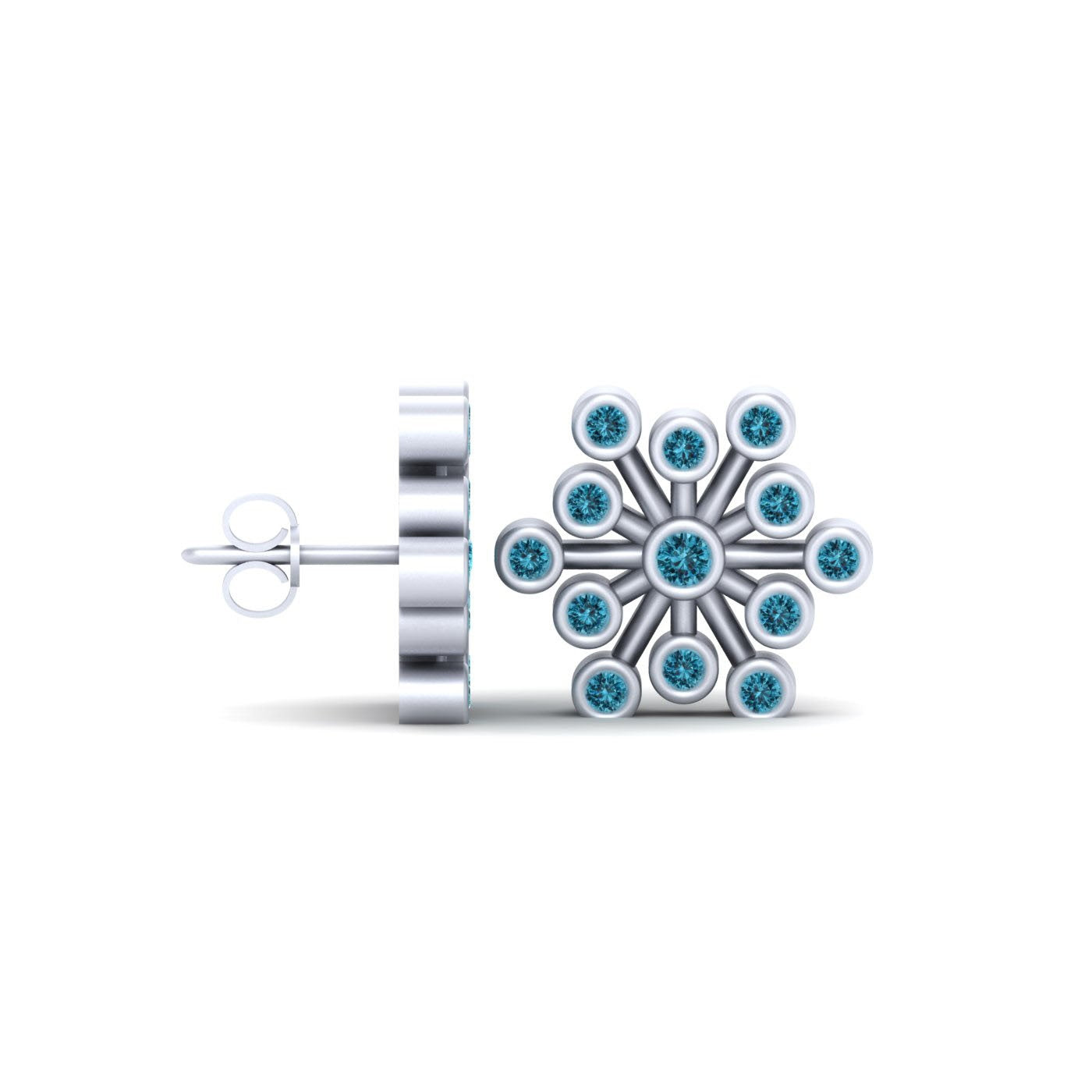 AQUA DIAMOND SNOWFLAKE EARRINGS