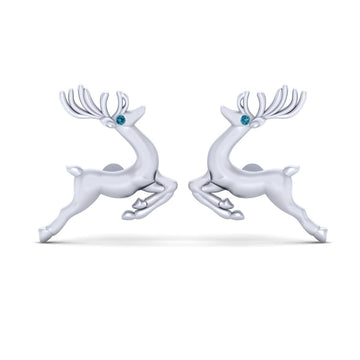 AQUA DIAMOND REINDEER EARRINGS