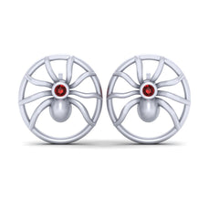 Red Diamond Spider Earrings Silver Spider Stud Earrings Gothic Jewelry