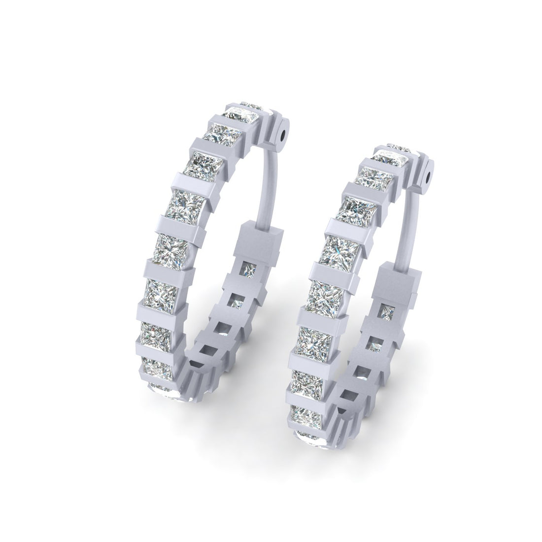 PRINCESS DIAMOND HOOP EARRINGS