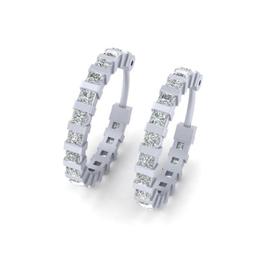 PRINCESS DIAMOND HOOP EARRINGS