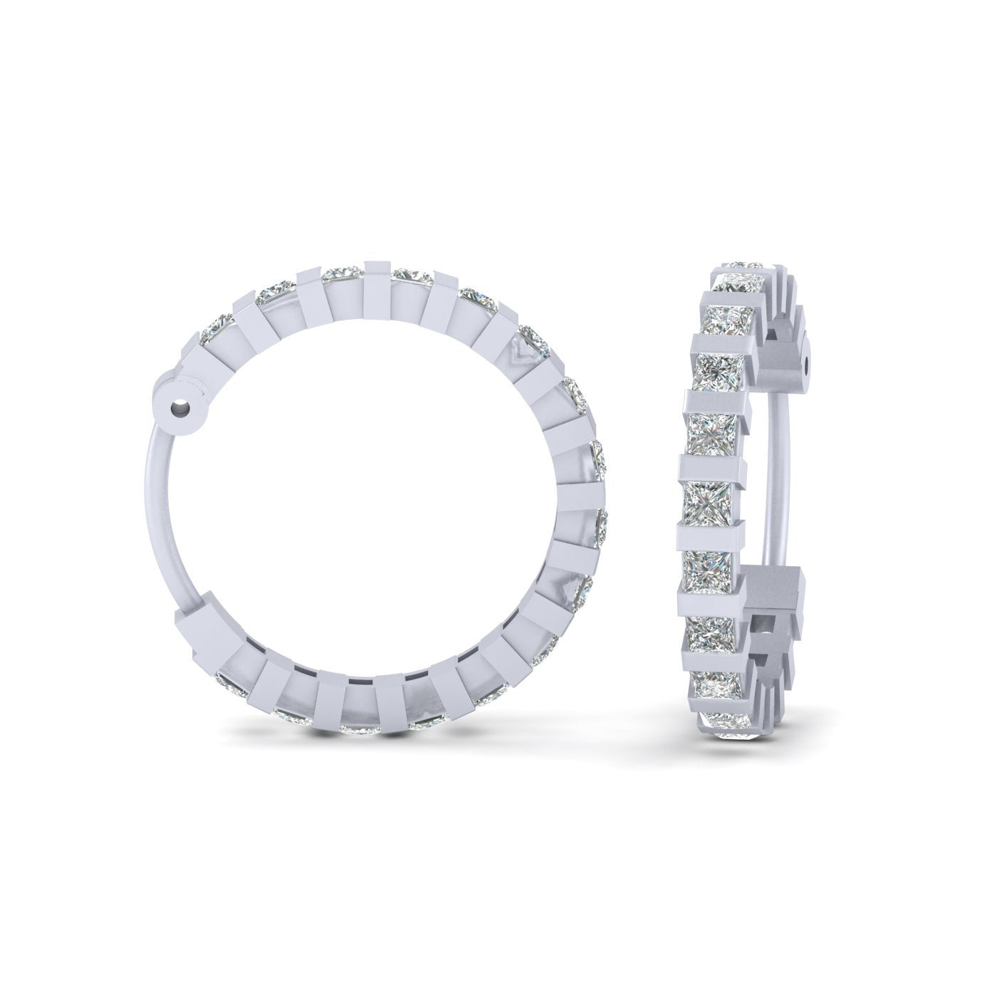 PRINCESS DIAMOND HOOP EARRINGS