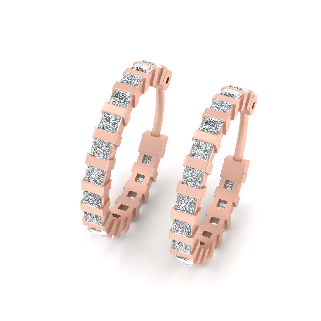 PRINCESS DIAMOND HOOP EARRINGS