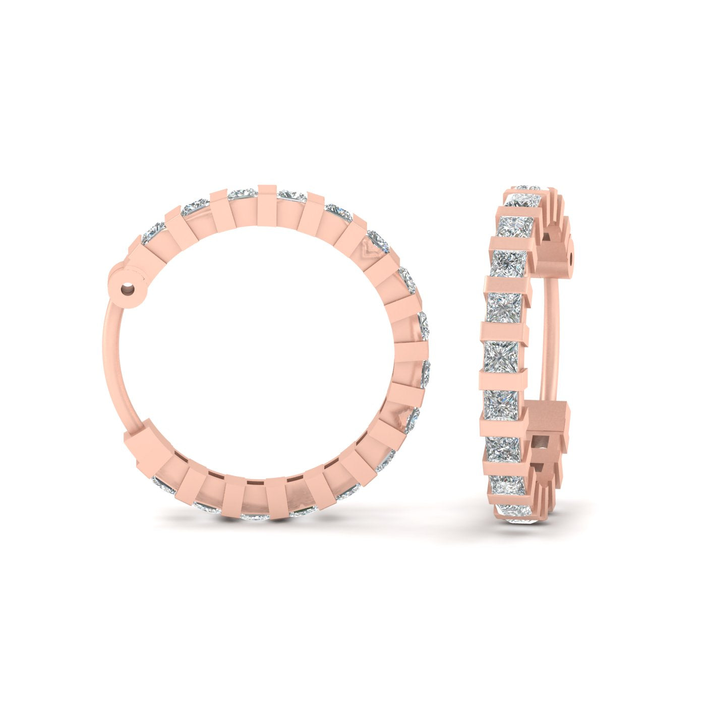 PRINCESS DIAMOND HOOP EARRINGS