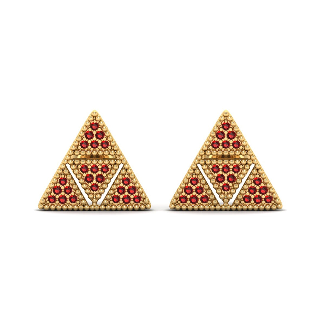 RED DIAMOND TRIANGLE EARRINGS