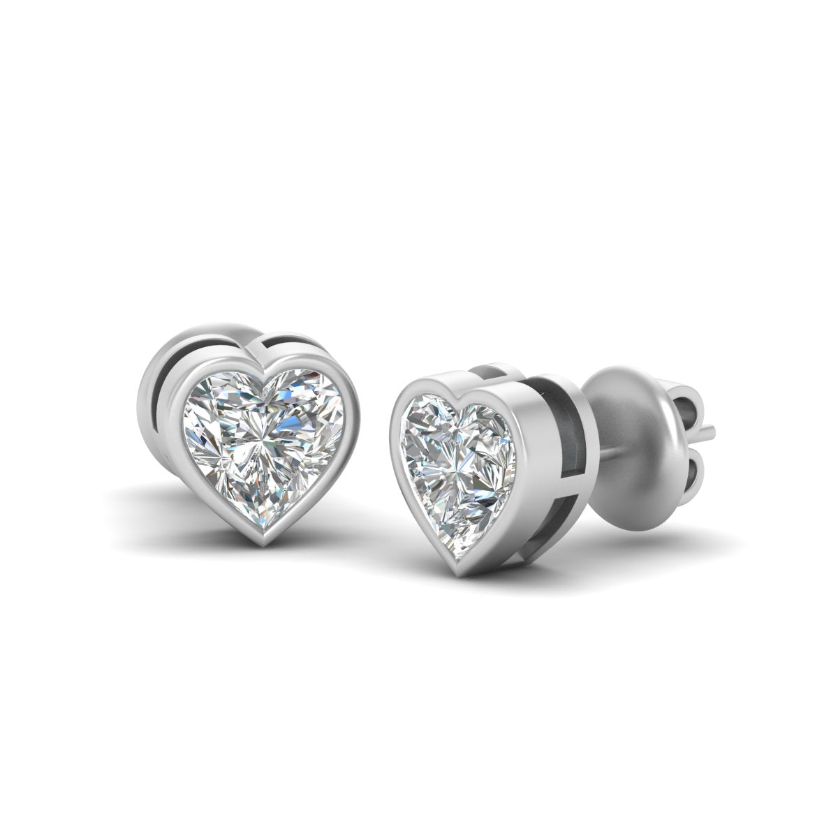 SOLITAIRE DIAMOND HEART EARRINGS