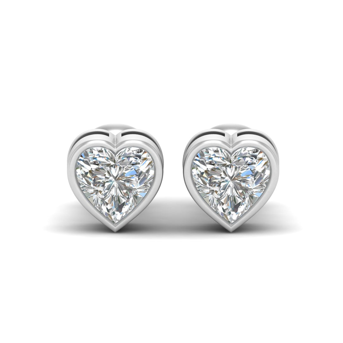 SOLITAIRE DIAMOND HEART EARRINGS