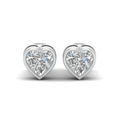 Solitaire Diamond Heart Earrings Solid 925 Sterling Silver Stud Earrings