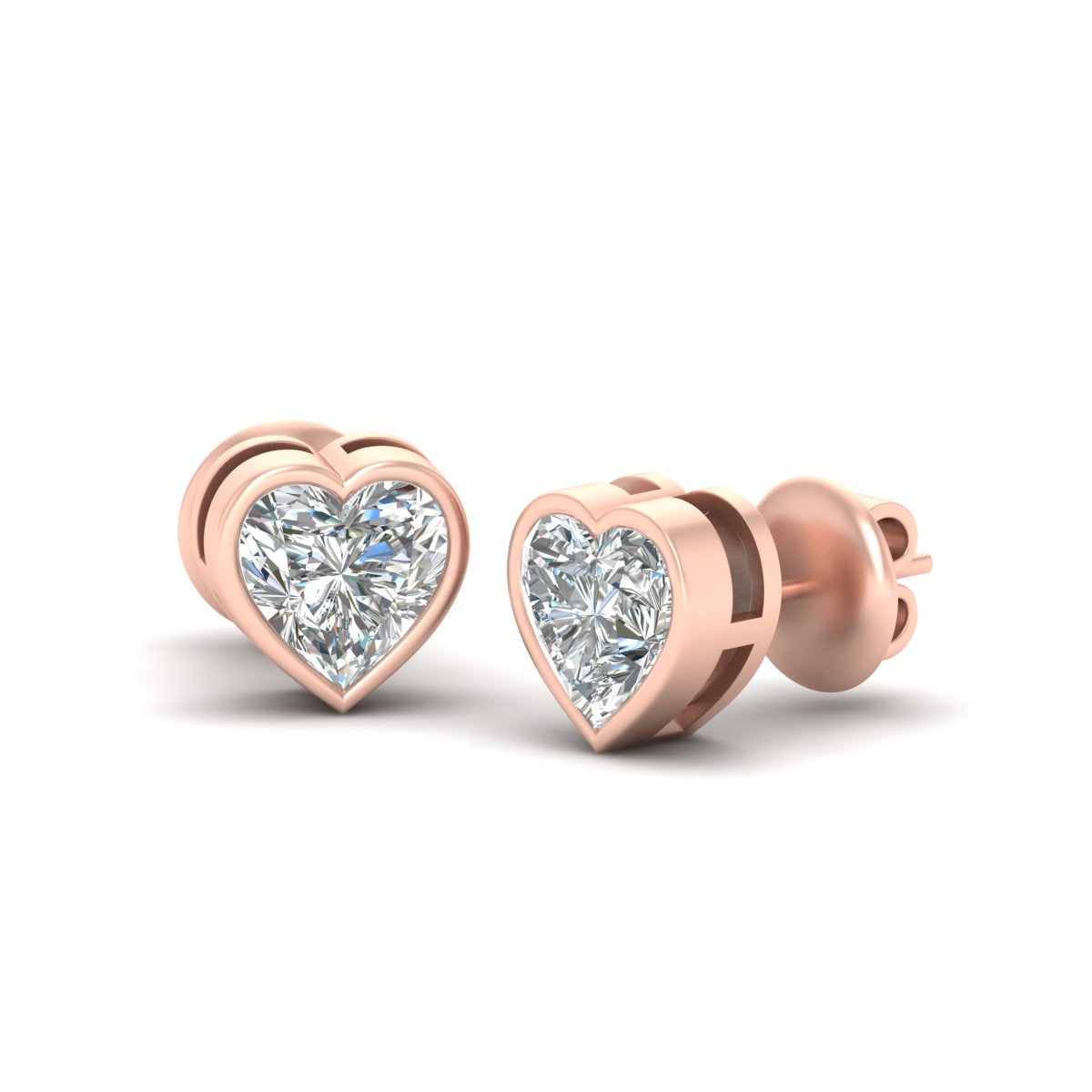 SOLITAIRE DIAMOND HEART EARRINGS