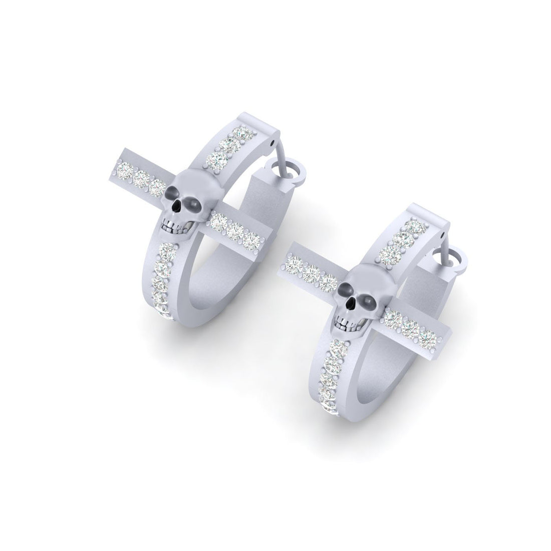 DIAMOND SKULL EARRINGS SILVER