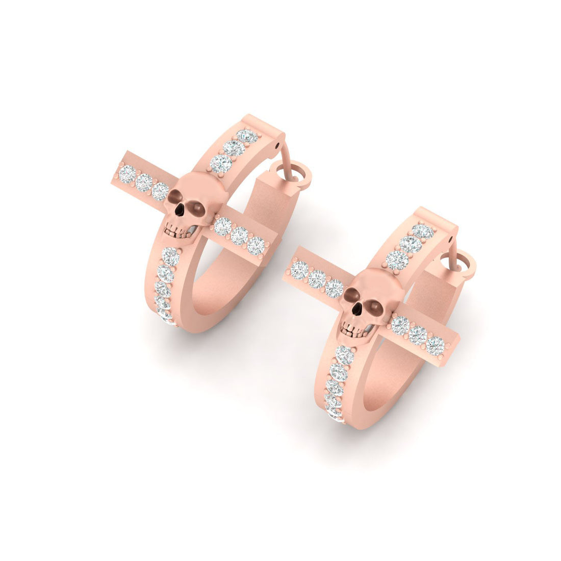 DIAMOND SKULL EARRINGS SILVER