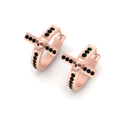 Black Diamond Skull Earrings Rose Gold Skull and Cross Hoop Earrings