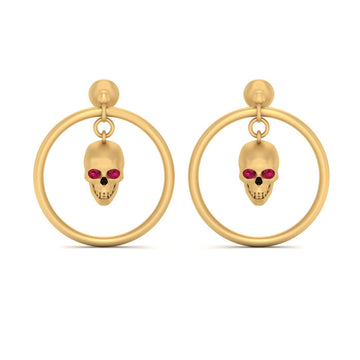 GOLD DANGLE SKULL EARRINGS