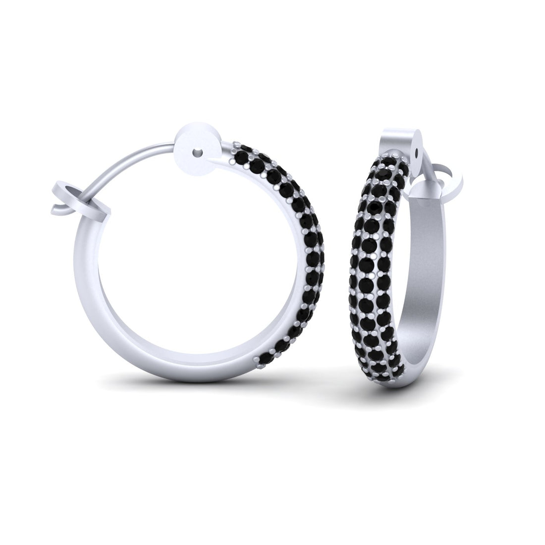 BLACK DIAMOND HOOP EARRINGS