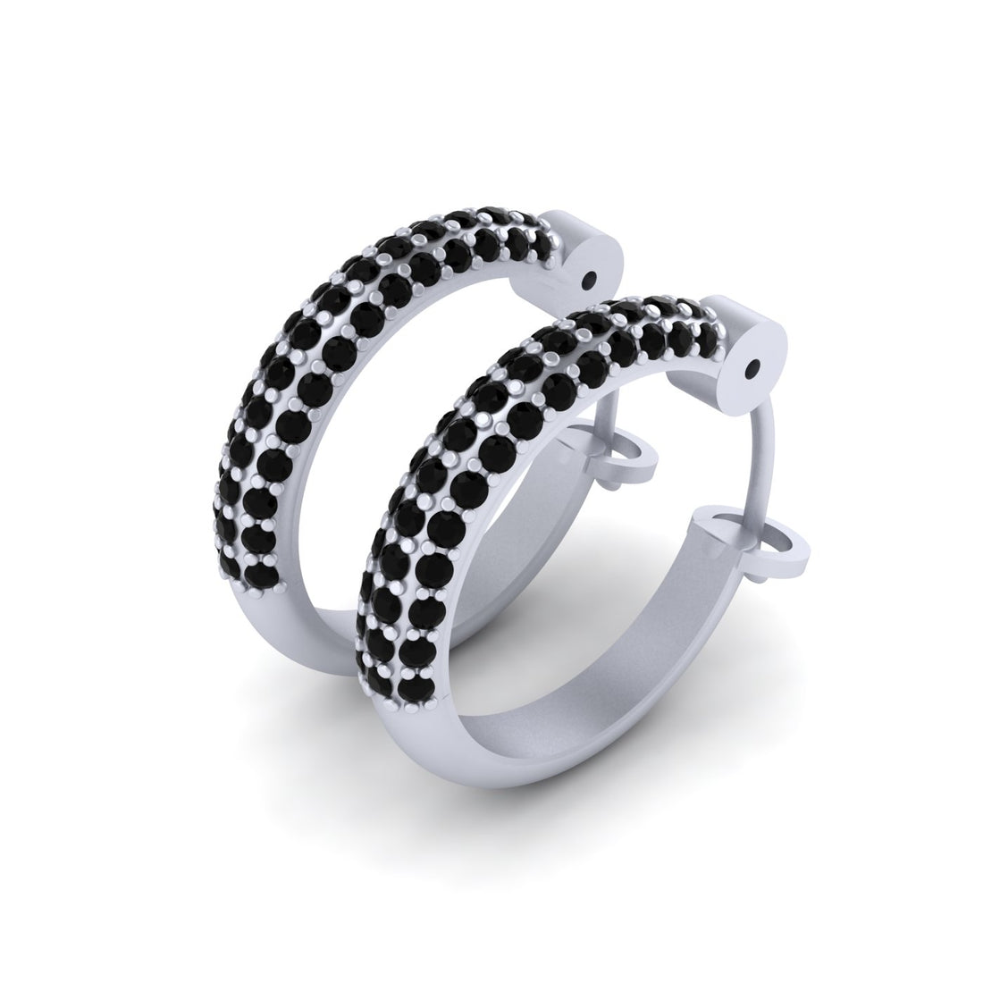 BLACK DIAMOND HOOP EARRINGS