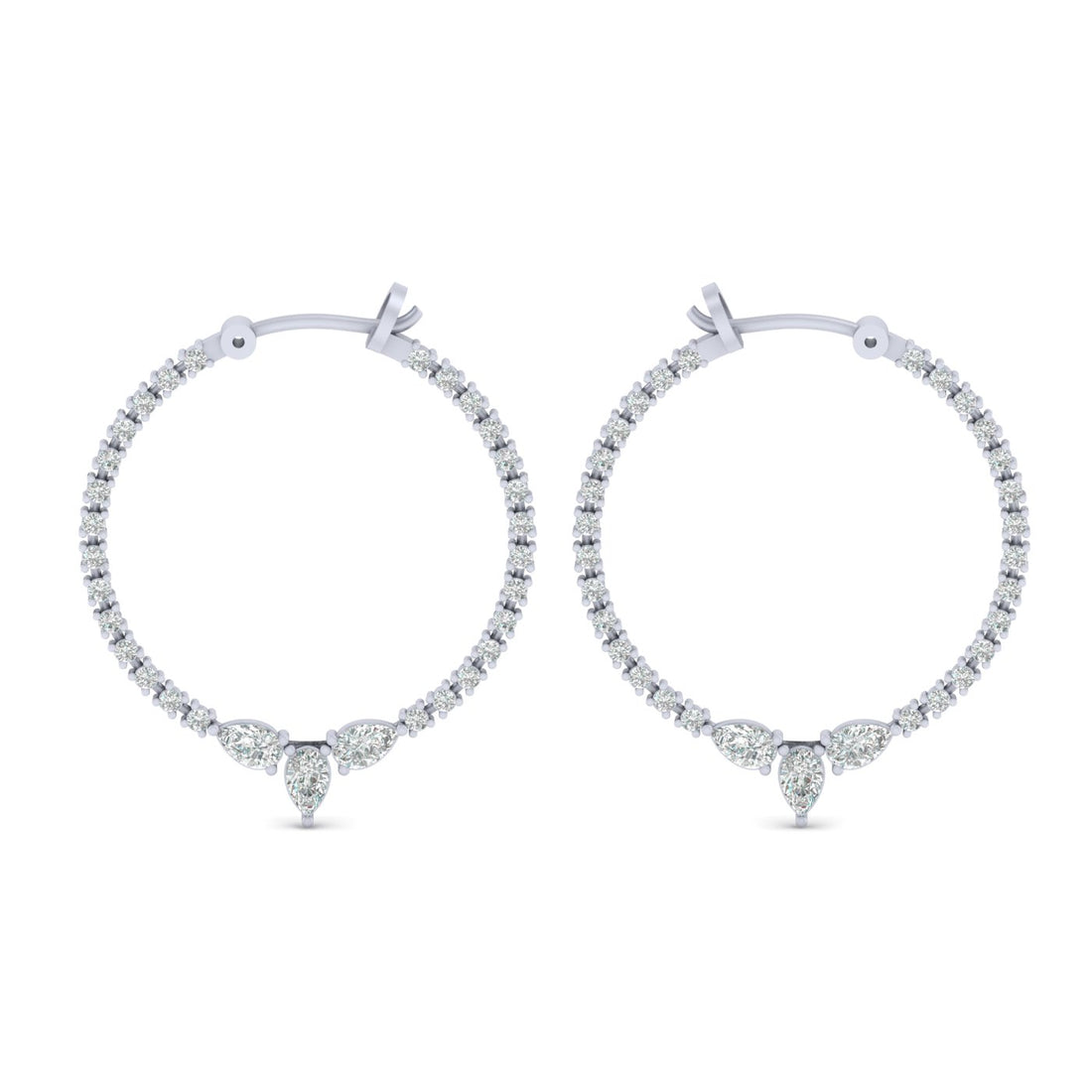PEAR DIAMOND HOOP EARRINGS