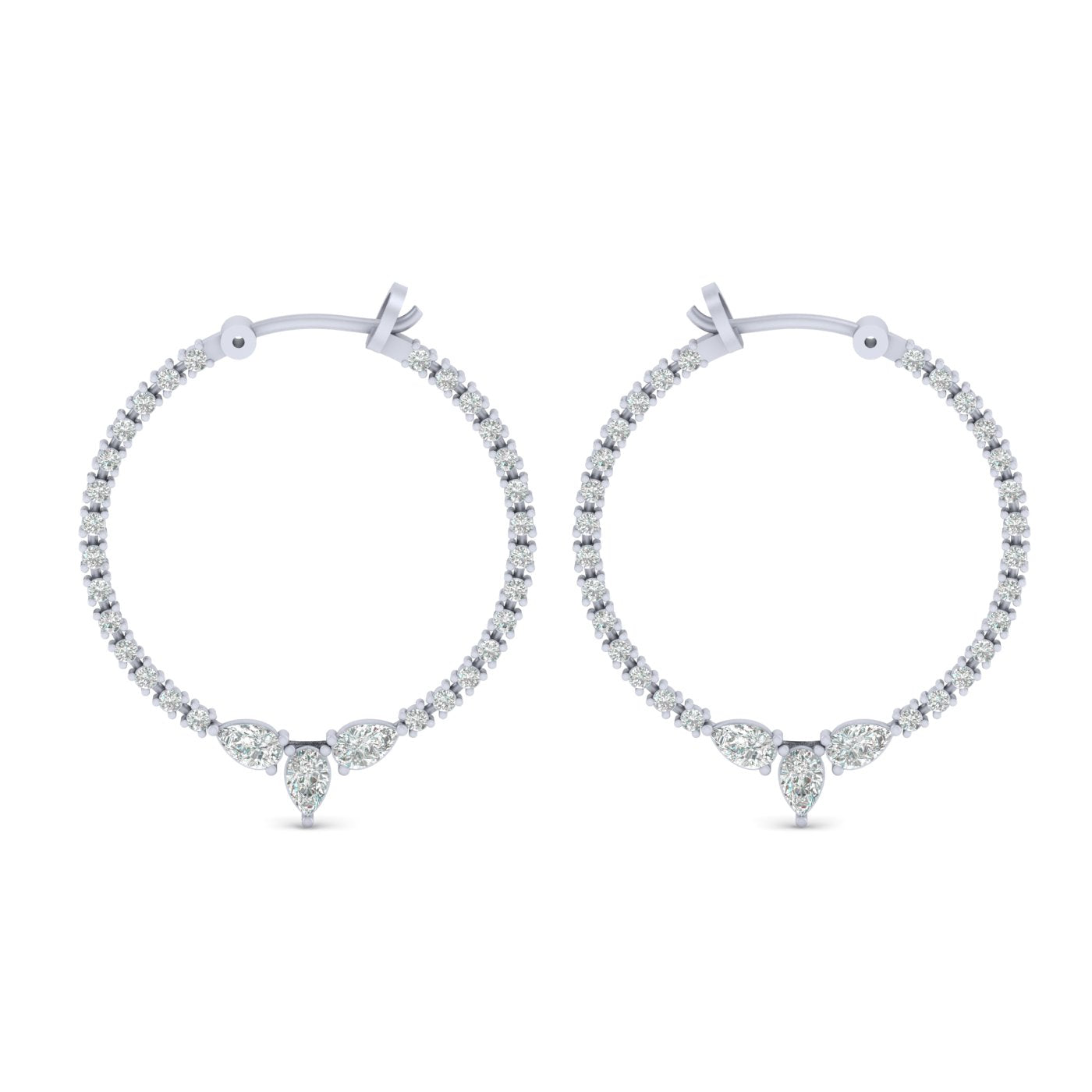 PEAR DIAMOND HOOP EARRINGS