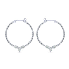 Pear Diamond Hoop Earrings White Gold Wedding Earrings Jewelry
