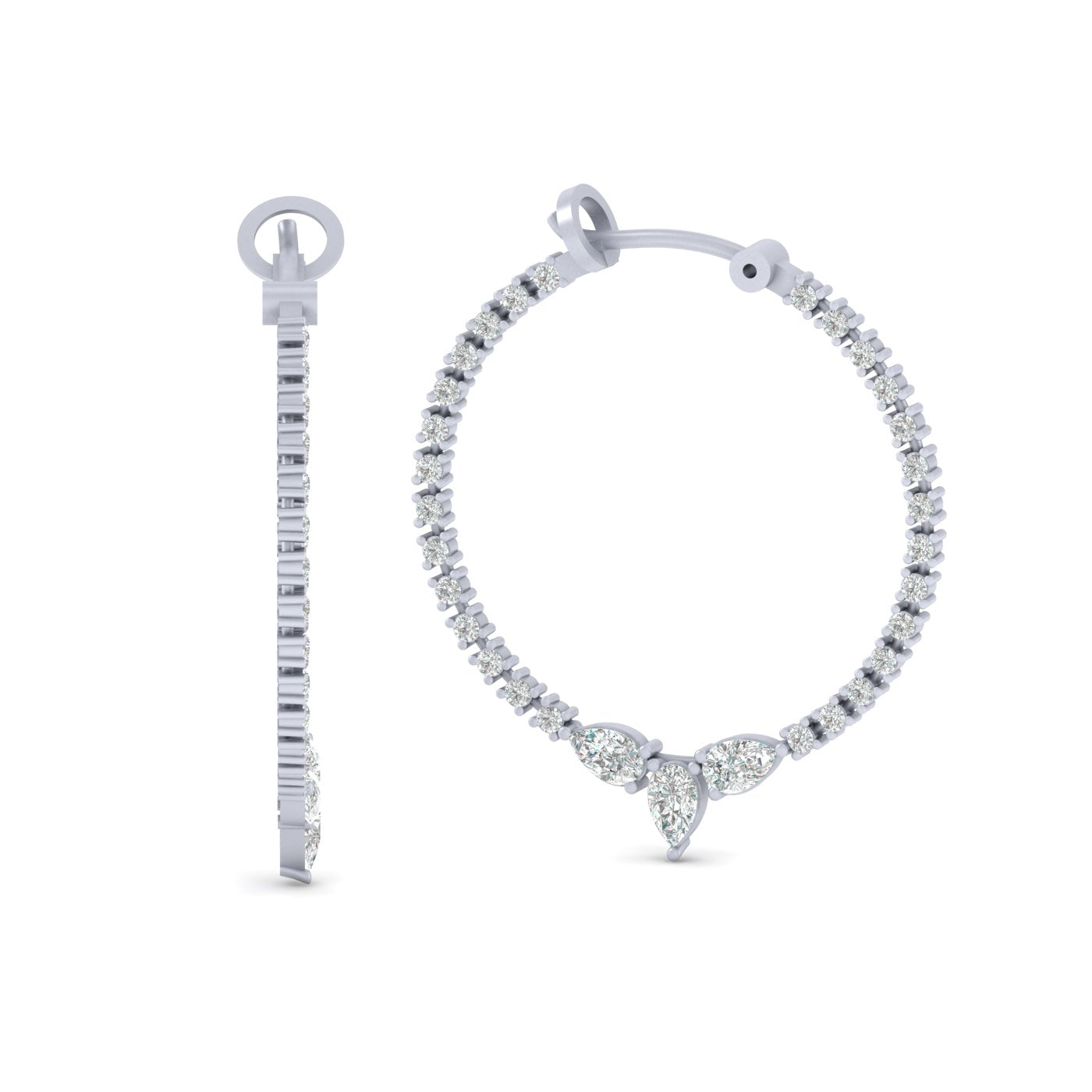 PEAR DIAMOND HOOP EARRINGS