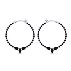 Black Diamond Wedding Earrings White Gold Hoop Earrings Jewelry