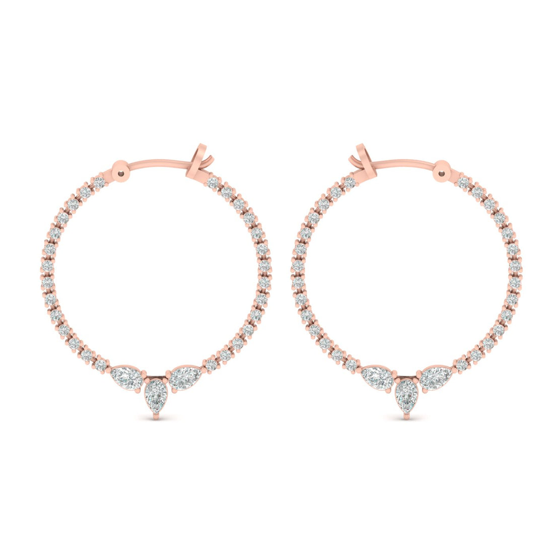 PEAR DIAMOND HOOP EARRINGS