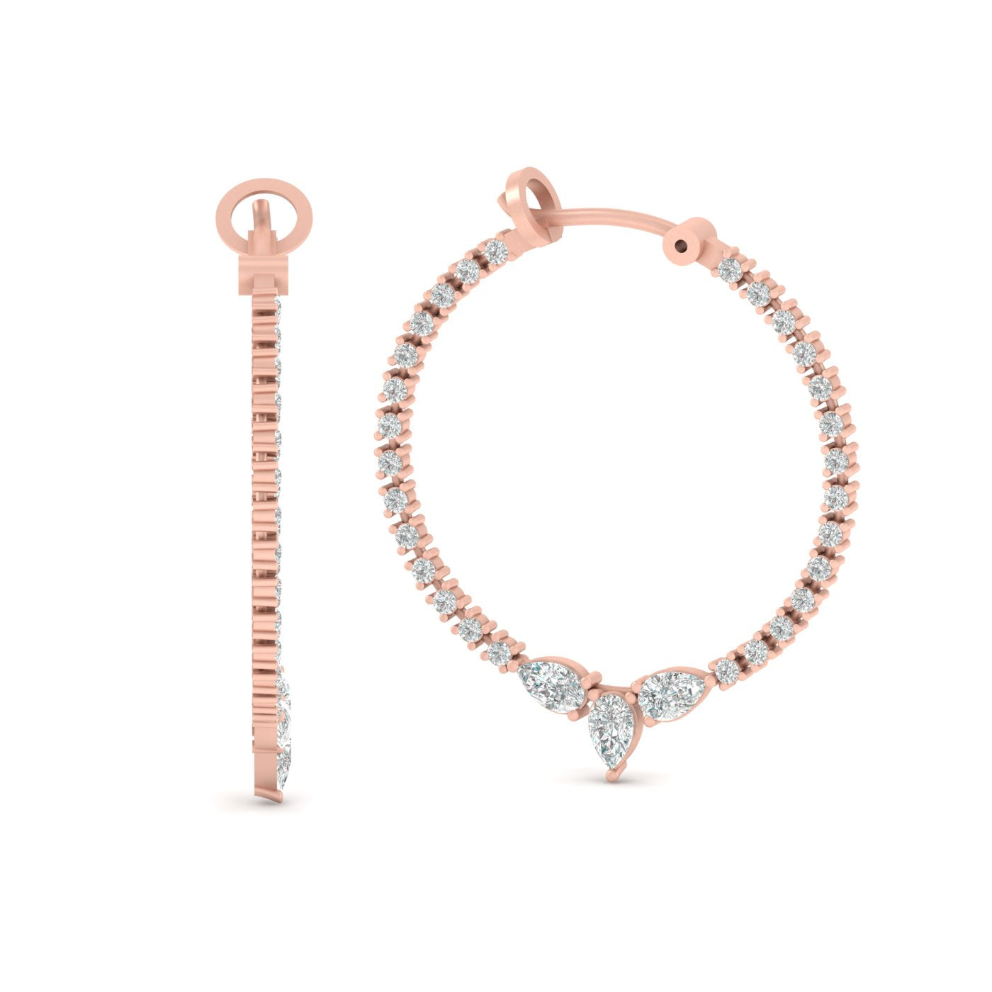 PEAR DIAMOND HOOP EARRINGS