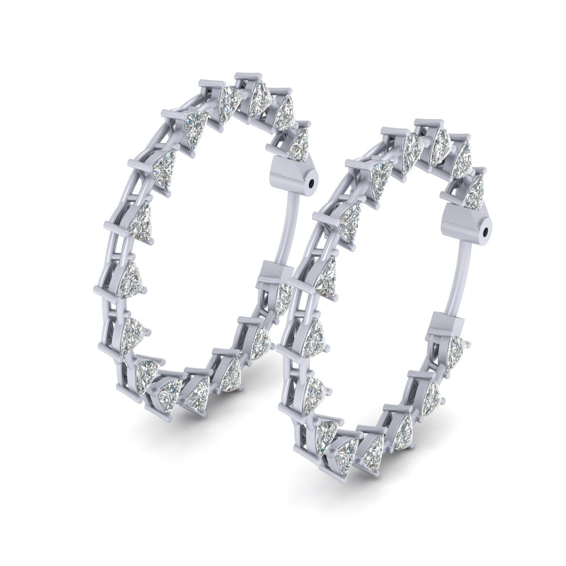 TRILLION DIAMOND HOOP EARRINGS