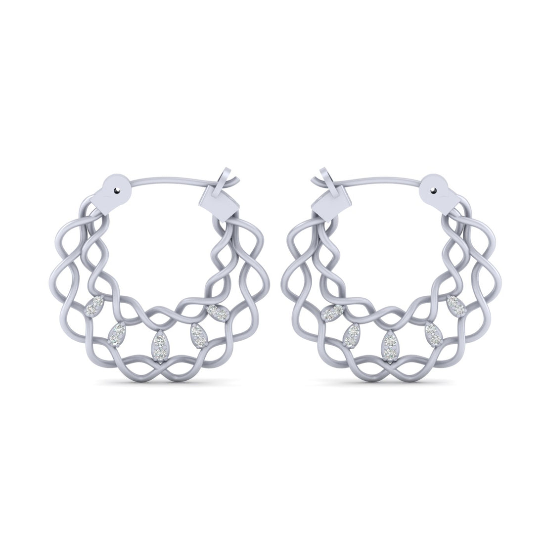 DIAMOND INTERTWINED EARRINGS SILVER