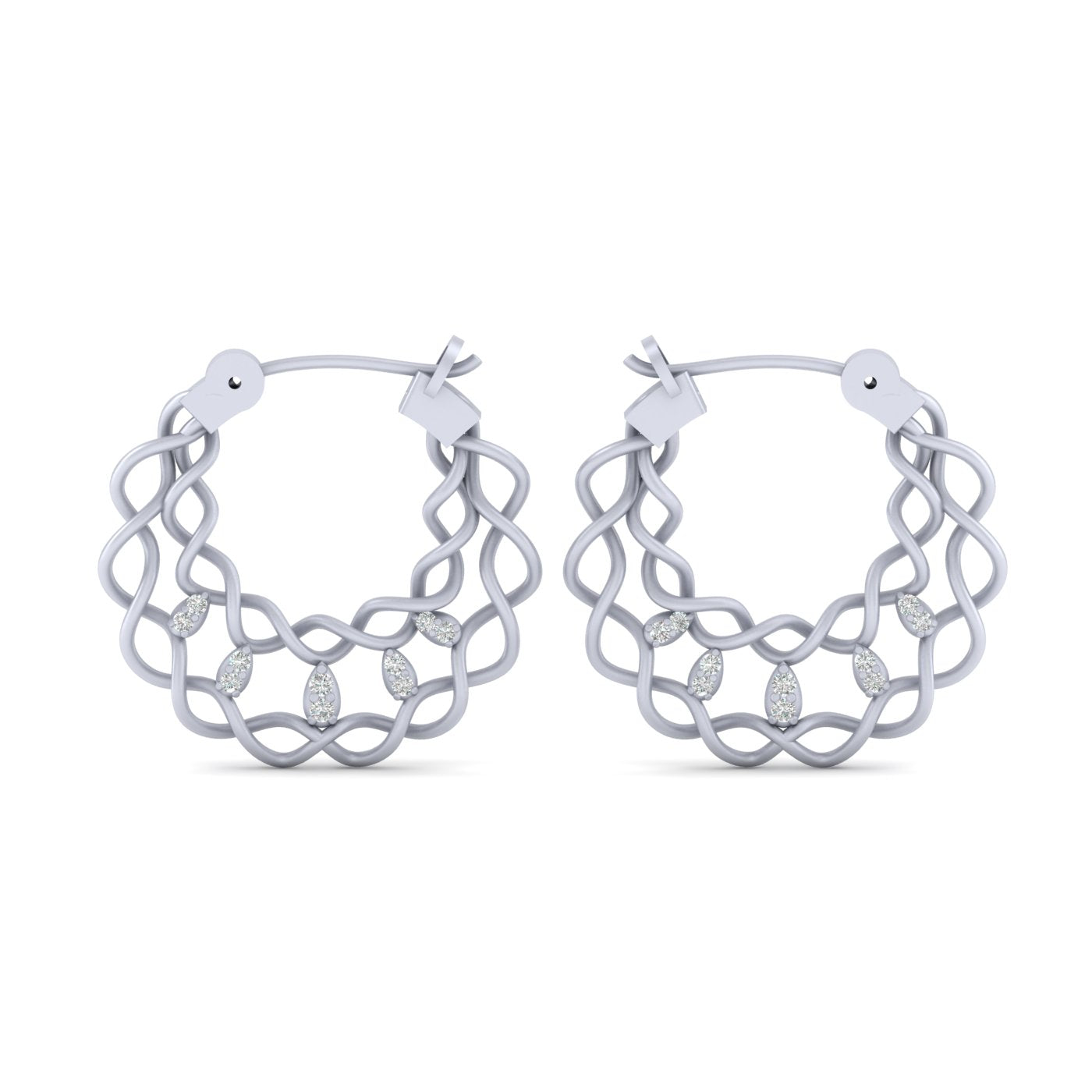 DIAMOND INTERTWINED EARRINGS SILVER