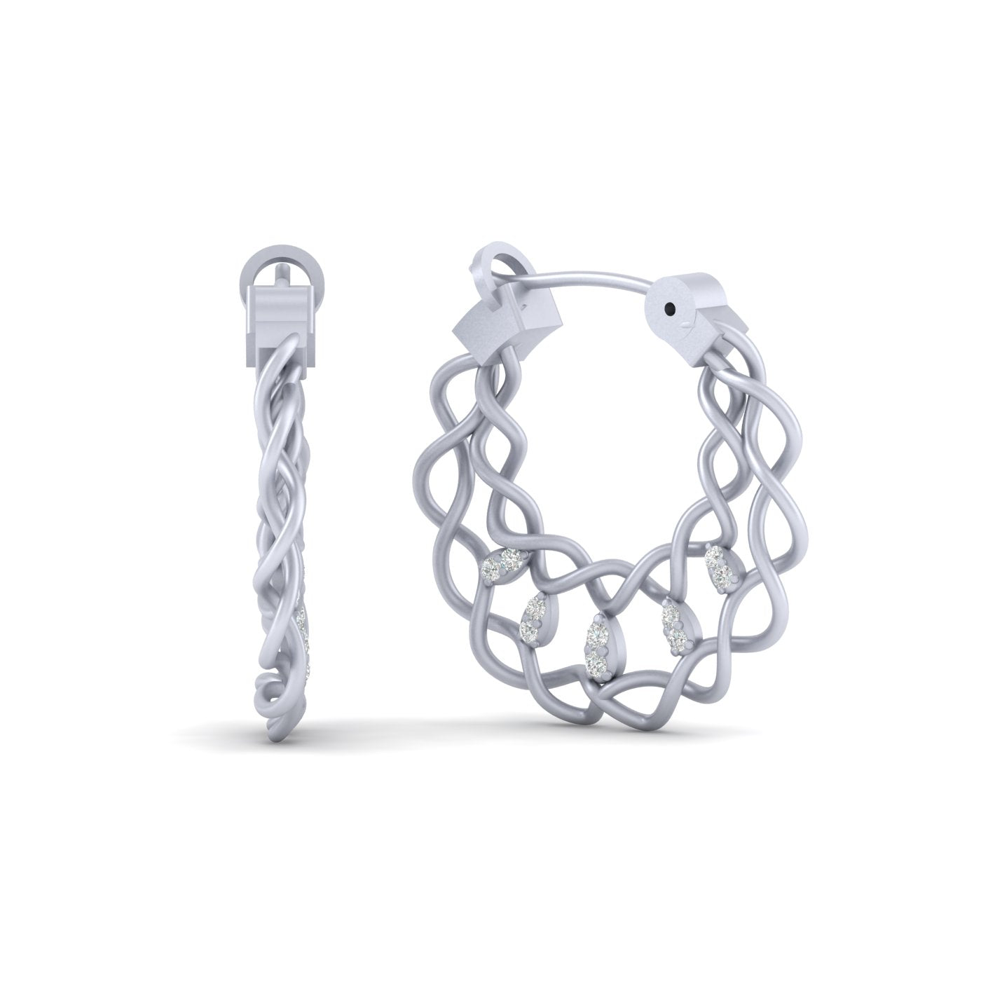 DIAMOND INTERTWINED EARRINGS SILVER